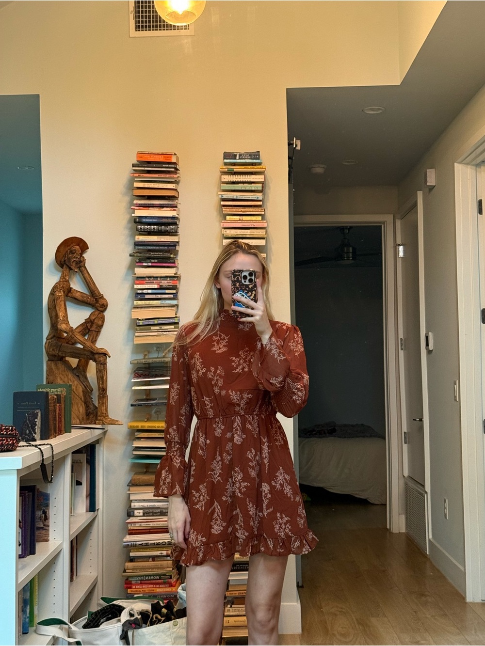 Fall Mock Neck Mini Dress With Long Sleeves